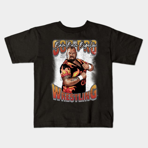 Bootleg Bam bam bigelow 90s pro wrestling Kids T-Shirt by Sakonipopart